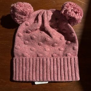 J Crew Crewcuts Double Pom Bobble hat. Size S-M. Faded quartz (pink). NWT.